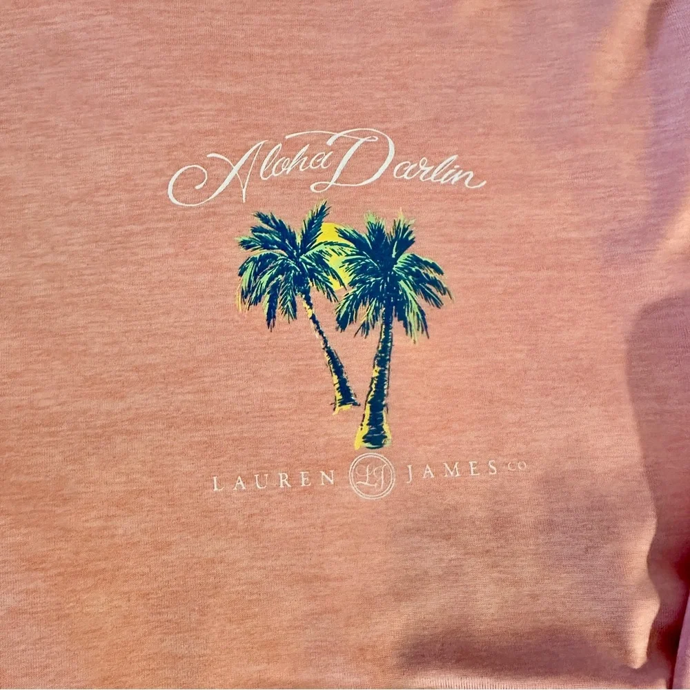 Lauren James Coral Tee with Palm Tree Design - Picture 2 of 11
